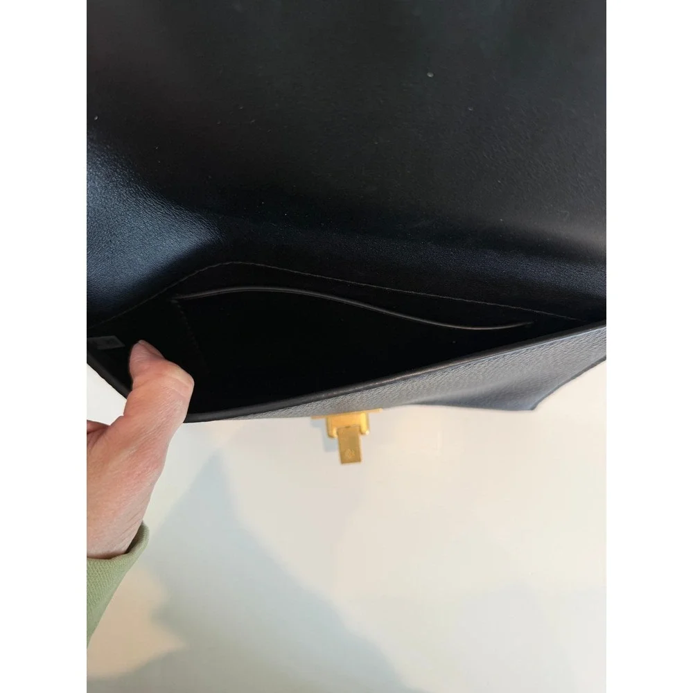 Tory Burch Carmen Suede Leather Clutch In Black, Gold Hardware - Picture 7 of 7